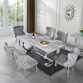 Arianna Marble Top Dining Table with London Lion Knocker Chairs - Pendle Village Furniture